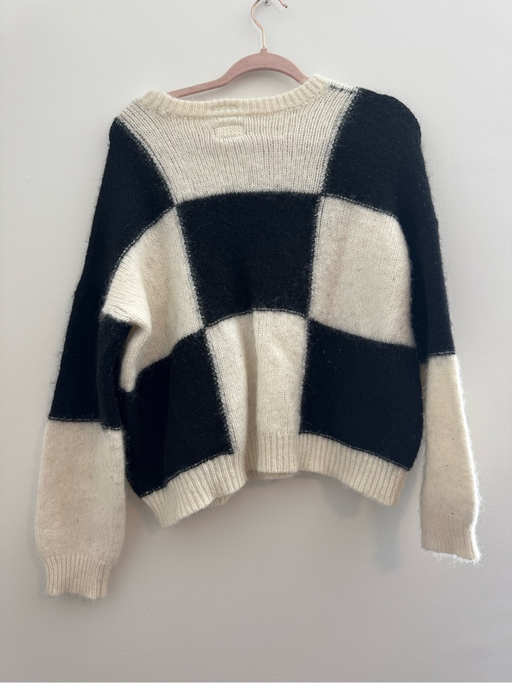 Mother The Long Drop Checkered Entry Fee Alpaca Wool Jumper - Picture 4 of 13